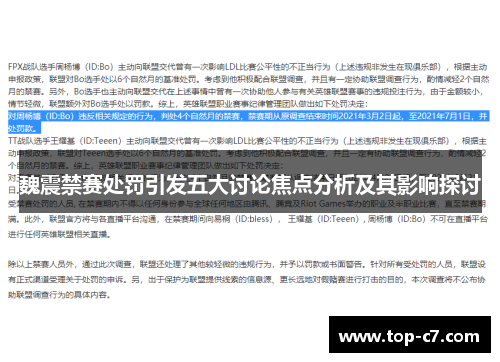 魏震禁赛处罚引发五大讨论焦点分析及其影响探讨